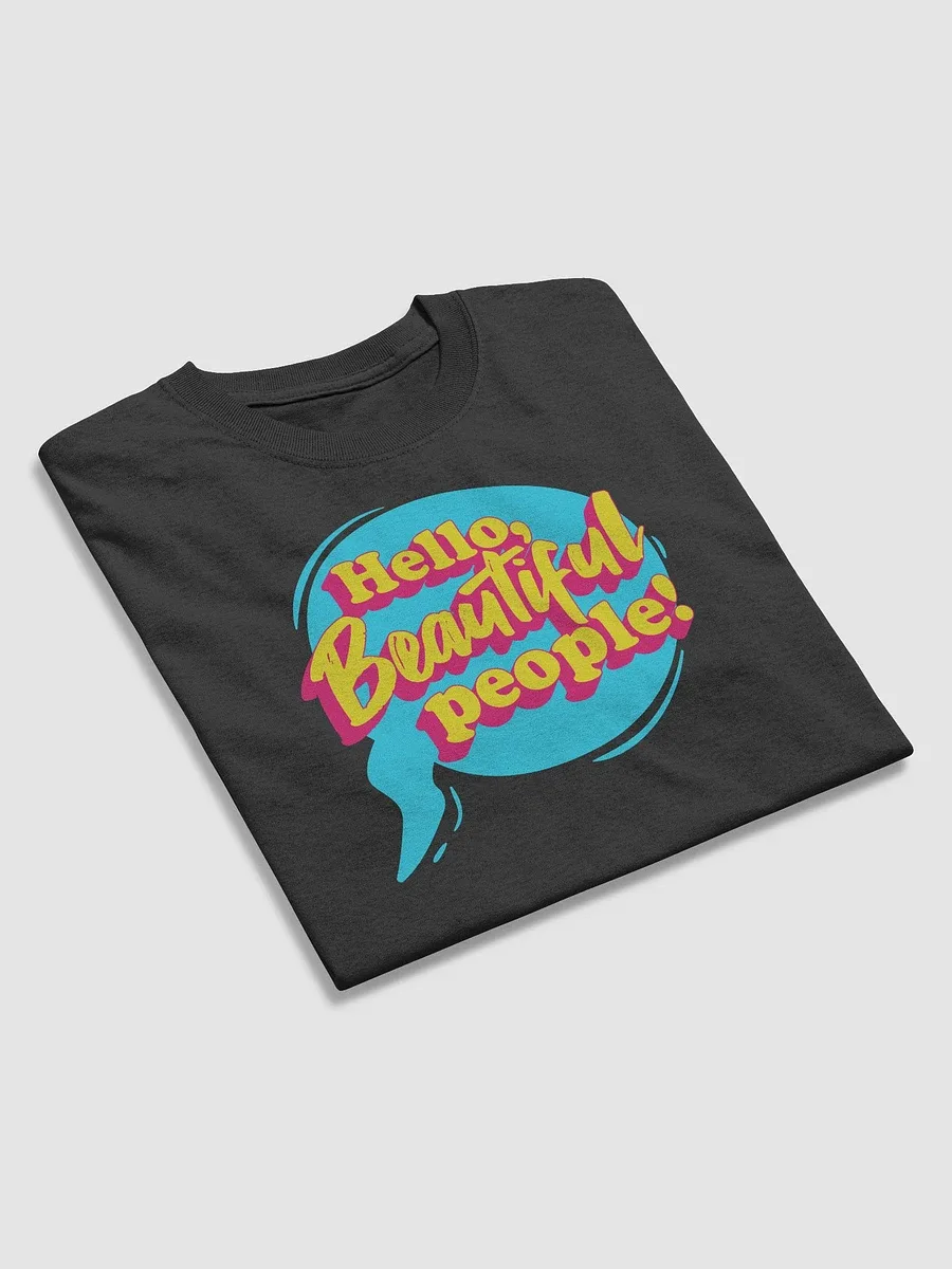 Folded t-shirt with a colourful speech-bubble print